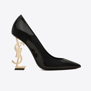 YSL Opyum Patent Leather Pumps Gold Toned Heel